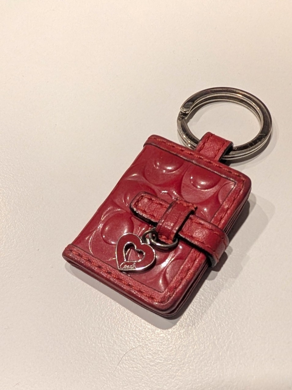 Vintage Y2K Coach Red Patent Leather Mini Picture Frame Keychain Charm